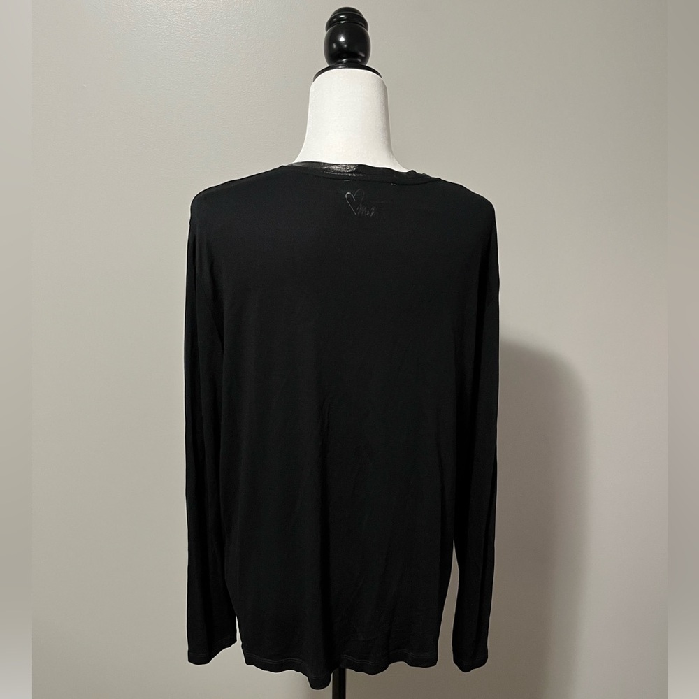Mos Mosh Renee V-Neck Long Sleeve Black Tee - Picture 4 of 9